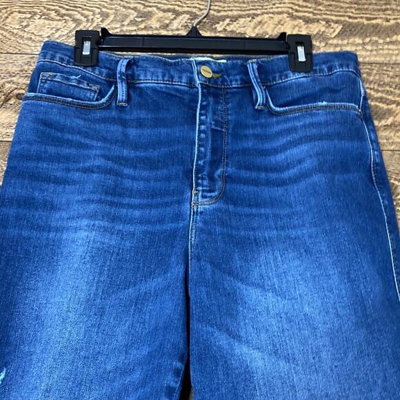 Frame Le Sylvie Crop Straight Leg Jeans Blue Mid-Rise Stretch Denim Size 29 - Picture 4 of 9